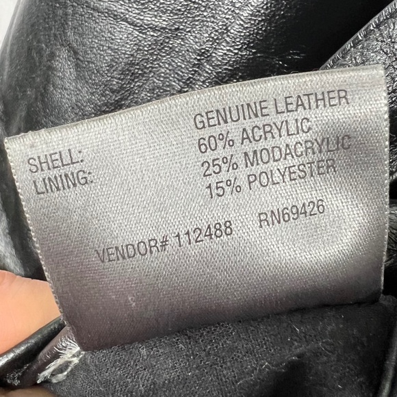 WOMENS! NWOT |•WILSONS LEATHER•| Black Leather Heavy Fur Lined Hooded Jacket - Picture 14 of 16